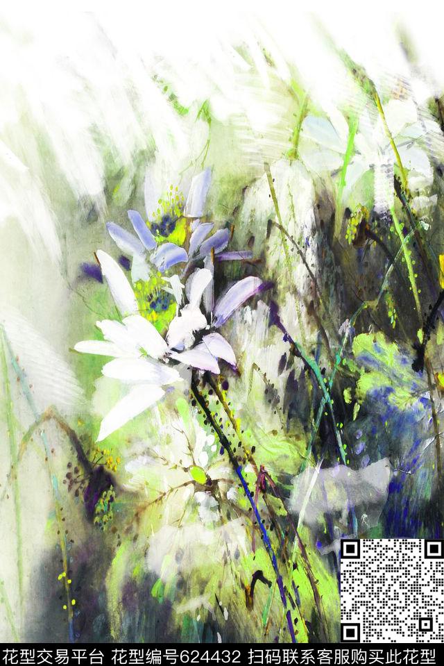油画花卉数码印花华亿平台下载（图片编号: 624432） - 瓦栏（Walan）