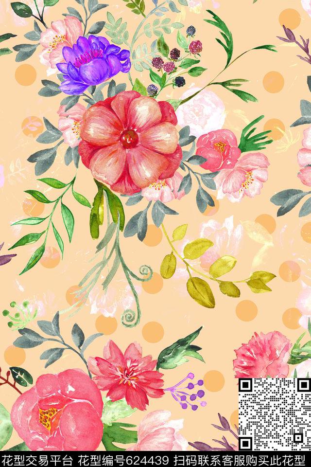 女装花卉波点数码印花华亿平台下载（图片编号: 624439） - 瓦栏（Walan）