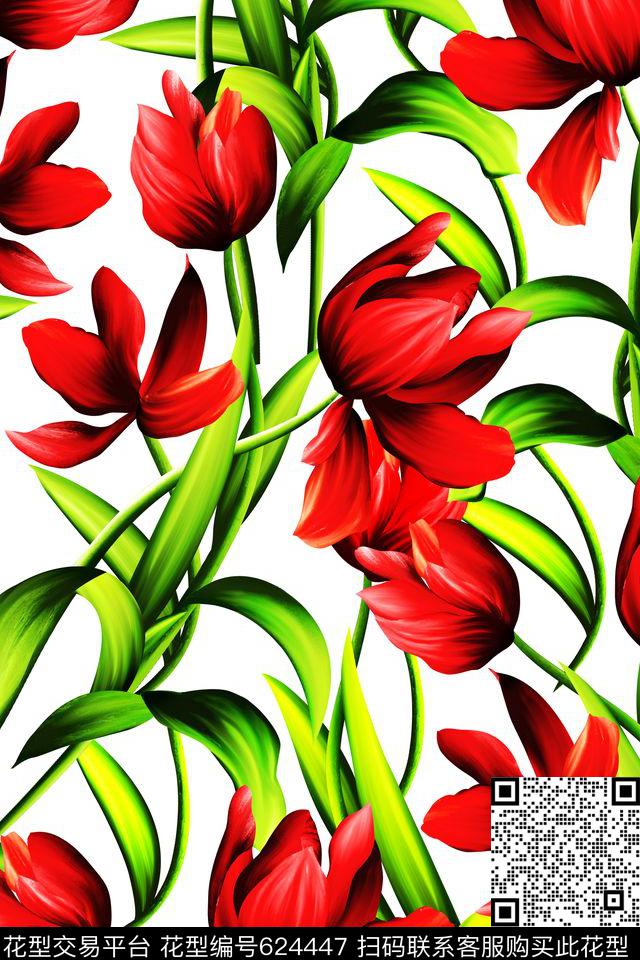 时尚女装抽象油画手绘数码印花华亿平台下载（图片编号: 624447） - 瓦栏（Walan）