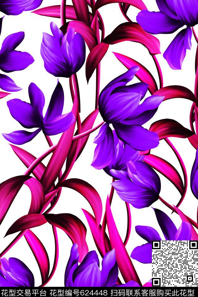 时尚女装抽象油画手绘数码印花华亿平台下载（图片编号: 624448） - 瓦栏（Walan）