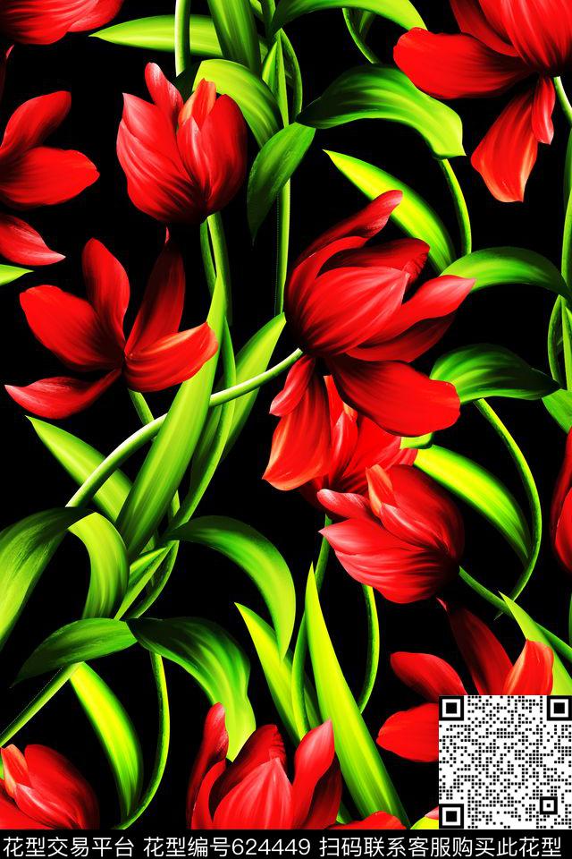 时尚女装抽象油画手绘数码印花华亿平台下载（图片编号: 624449） - 瓦栏（Walan）