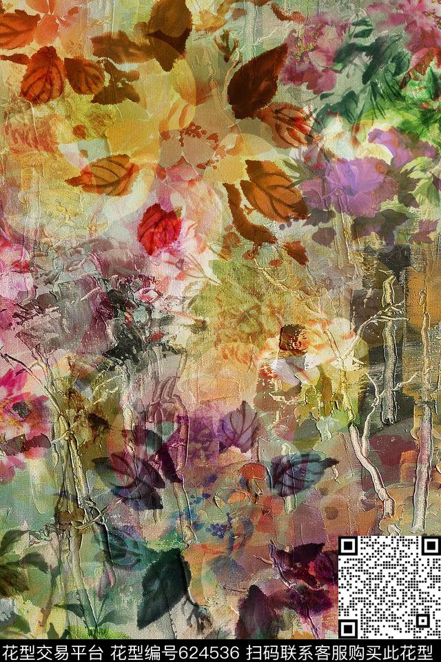 复古油画抽象零点--女装数码印花华亿平台下载（图片编号: 624536） - 瓦栏（Walan）