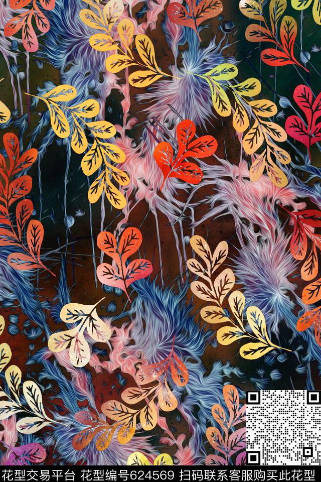 叶子炫彩女装数码印花华亿平台下载（图片编号: 624569） - 瓦栏（Walan）