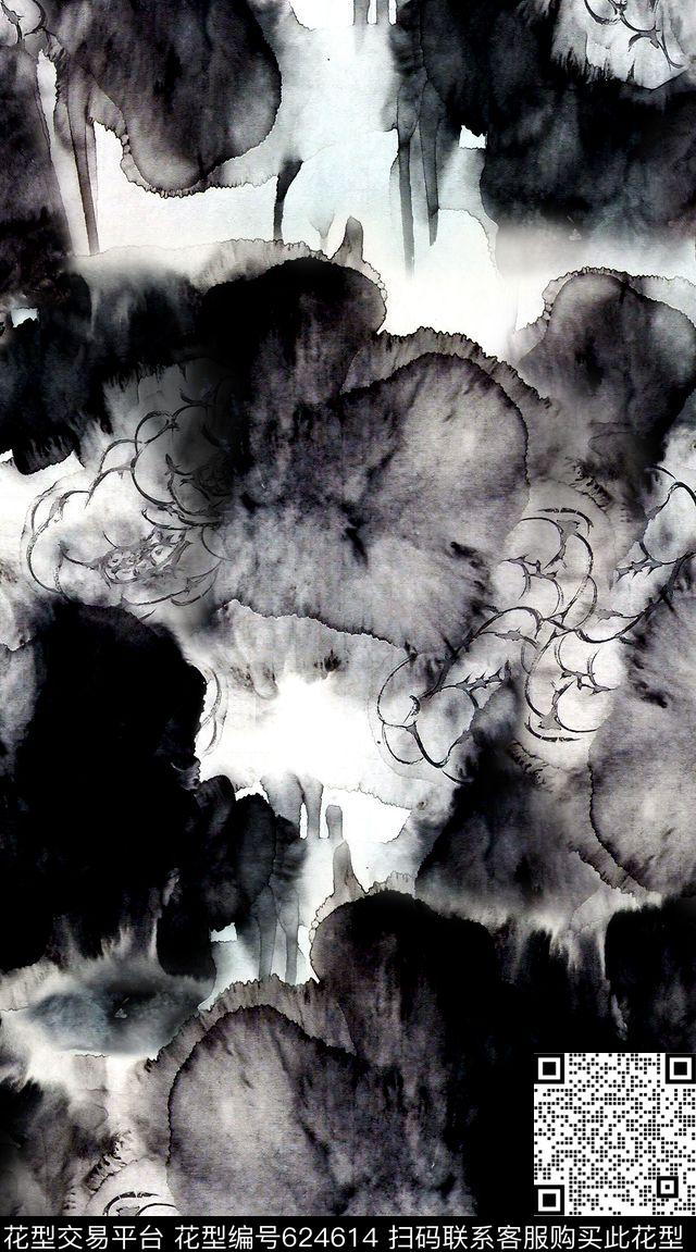 花卉手绘中国风写意花卉国画数码印花华亿平台下载（图片编号: 624614） - 瓦栏（Walan）