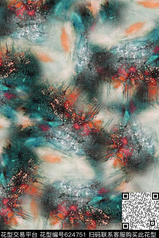 女装抽象纹理数码印花华亿平台下载（图片编号: 624751） - 瓦栏（Walan）