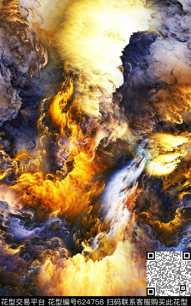 纹理炫彩云彩数码印花华亿平台下载（图片编号: 624758） - 瓦栏（Walan）