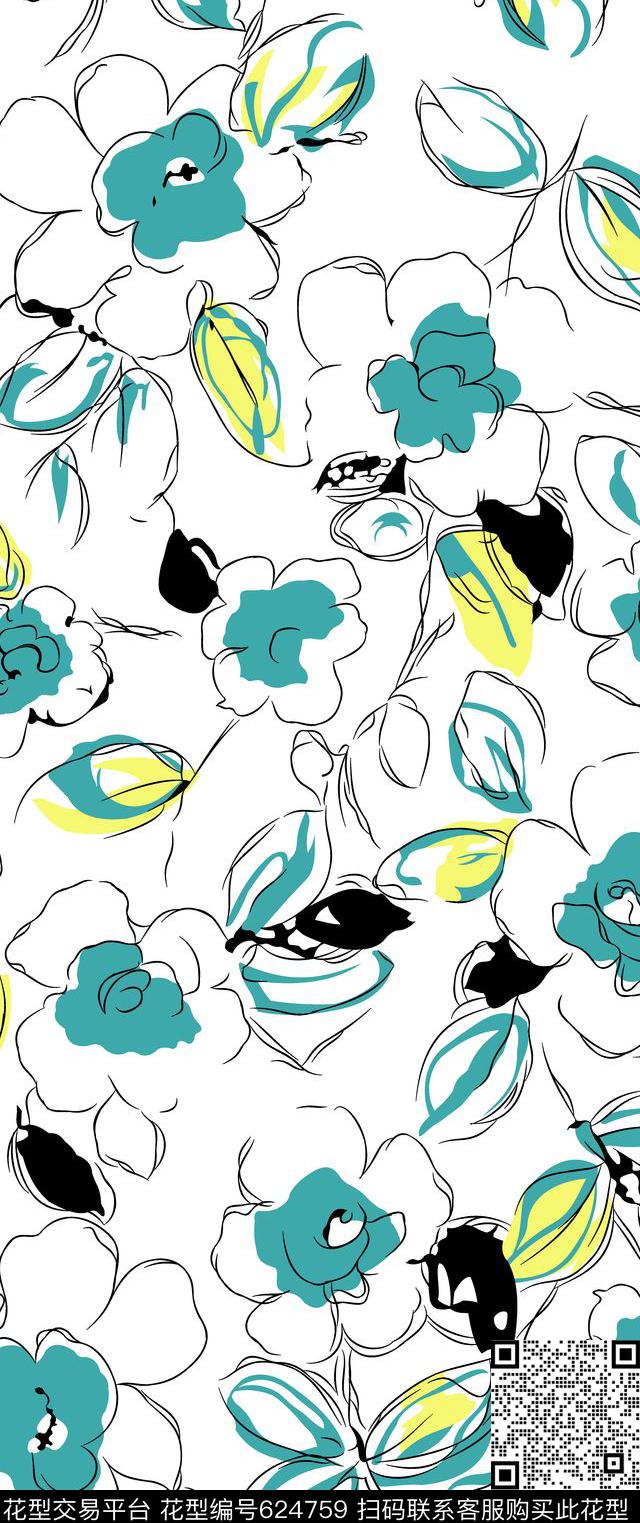 花卉花朵传统印花华亿平台下载（图片编号: 624759） - 瓦栏（Walan）