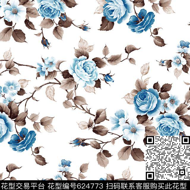 花朵花卉数码印花华亿平台下载（图片编号: 624773） - 瓦栏（Walan）