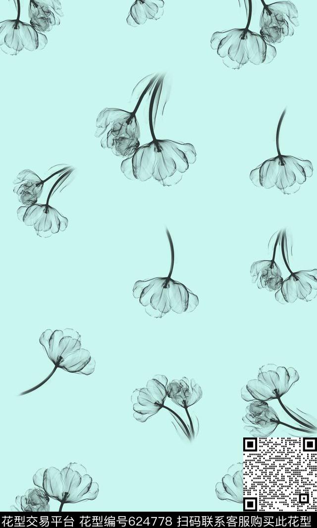 花朵长巾乱花数码印花华亿平台下载（图片编号: 624778） - 瓦栏（Walan）