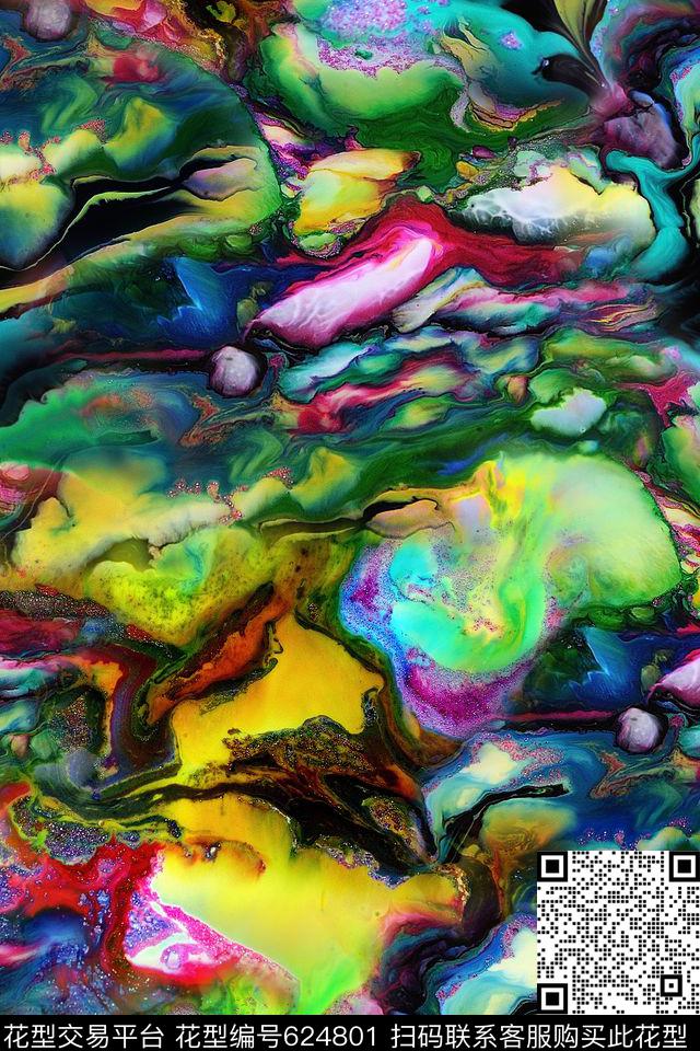 抽象水彩肌理数码印花华亿平台下载（图片编号: 624801） - 瓦栏（Walan）