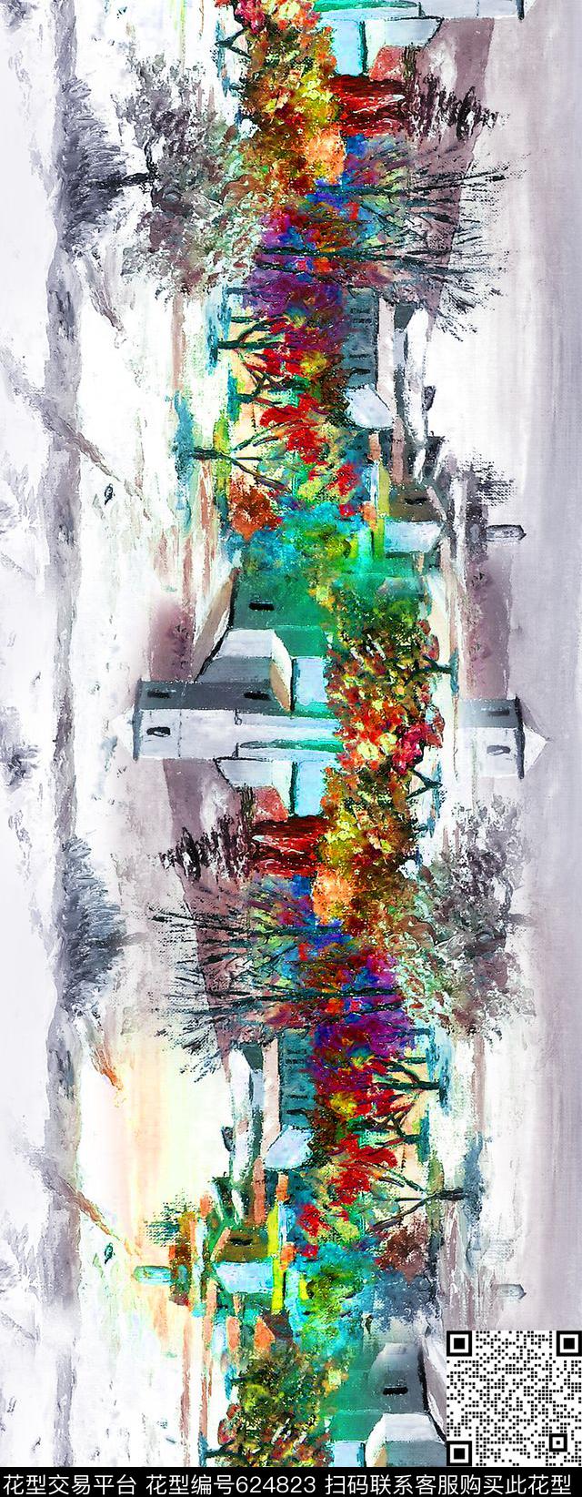 油画花卉抽象风景数码印花华亿平台下载（图片编号: 624823） - 瓦栏（Walan）