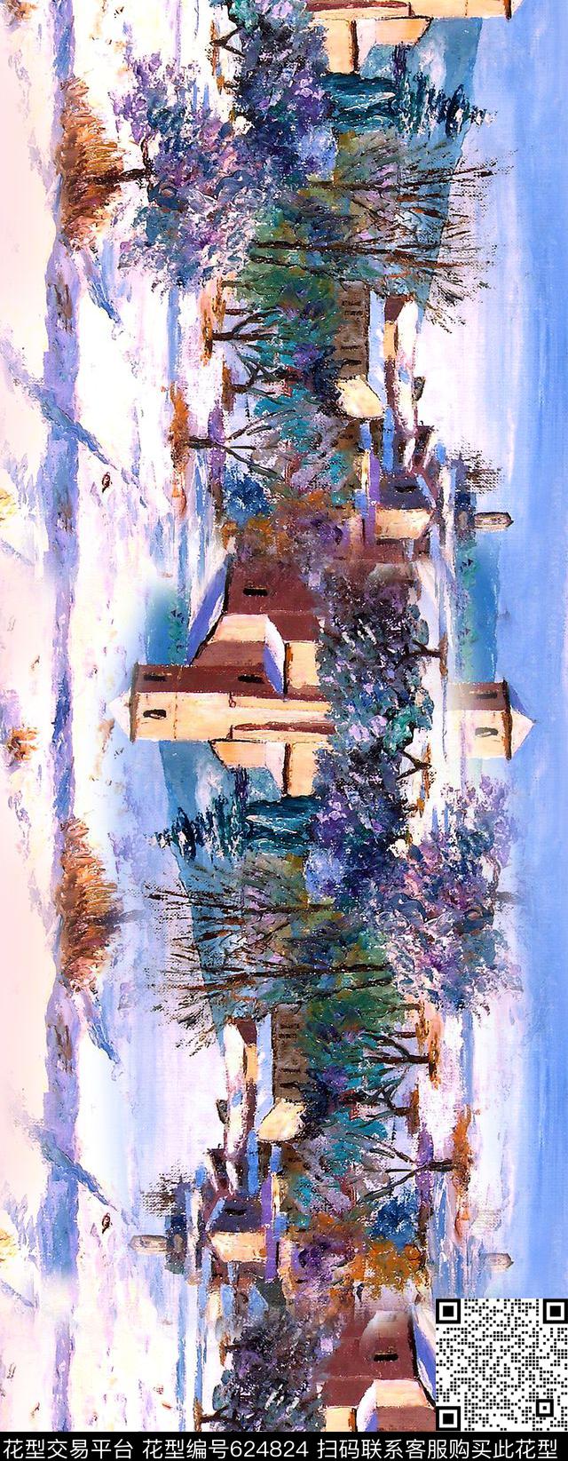 油画花卉抽象风景数码印花华亿平台下载（图片编号: 624824） - 瓦栏（Walan）