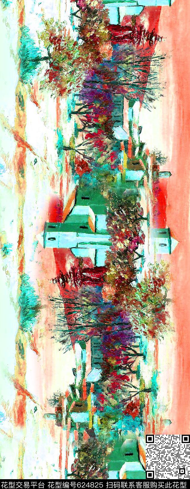 油画花卉抽象风景数码印花华亿平台下载（图片编号: 624825） - 瓦栏（Walan）