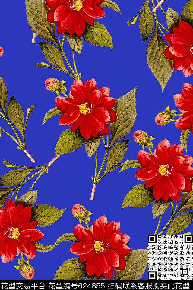 时尚手绘女装花卉植物印花时尚潮流大牌女装裙子数码印花时尚设计丝巾高档印花数码印花华亿平台下载（图片编号: 624855） - 瓦栏（Walan）