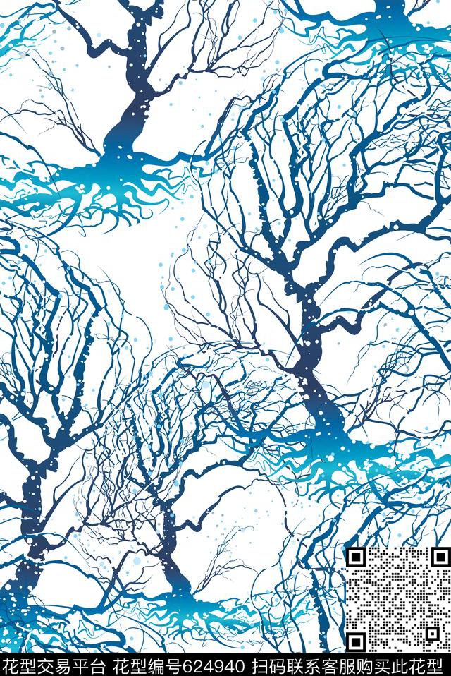 植物树枝线条传统印花华亿平台下载（图片编号: 624940） - 瓦栏（Walan）