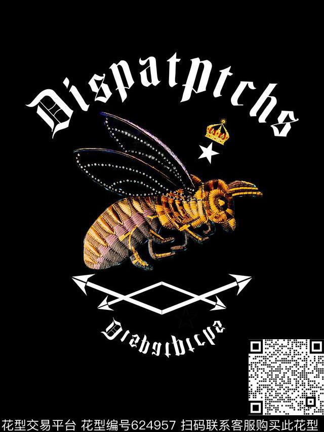 动物蜜蜂几何数码印花华亿平台下载（图片编号: 624957） - 瓦栏（Walan）