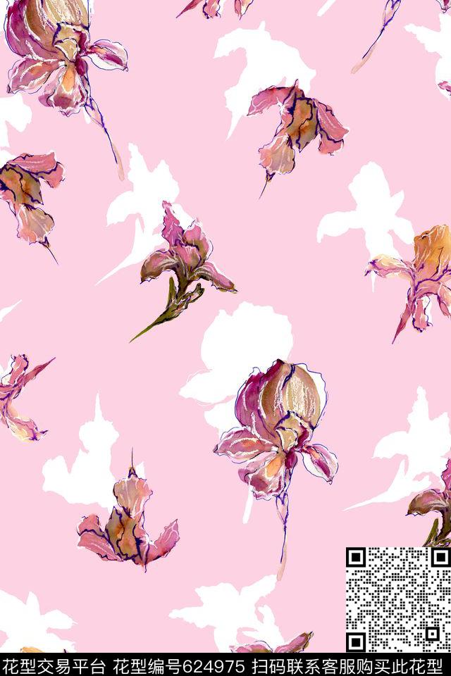 清新花卉休闲风数码印花华亿平台下载（图片编号: 624975） - 瓦栏（Walan）