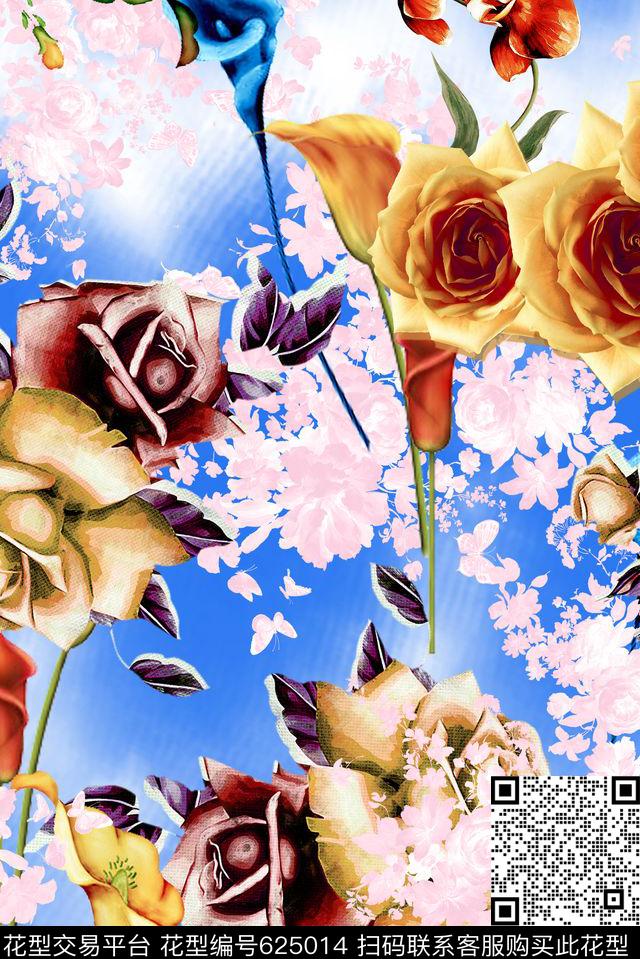 梦幻中国风花朵数码印花华亿平台下载（图片编号: 625014） - 瓦栏（Walan）