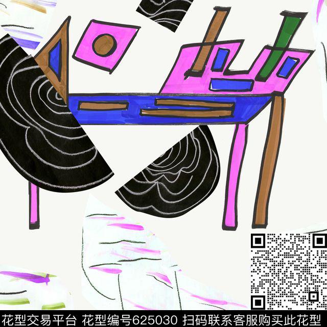 抽象几何趣味数码印花华亿平台下载（图片编号: 625030） - 瓦栏（Walan）