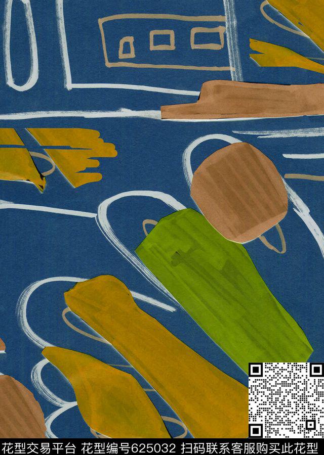 抽象几何趣味数码印花华亿平台下载（图片编号: 625032） - 瓦栏（Walan）