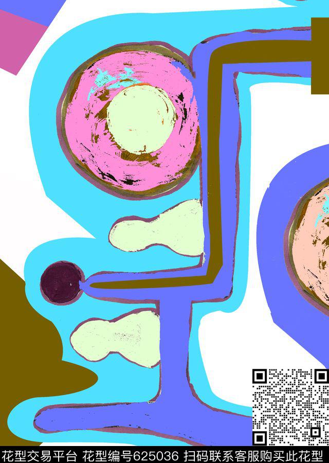 曲线肌理抽象数码印花华亿平台下载（图片编号: 625036） - 瓦栏（Walan）