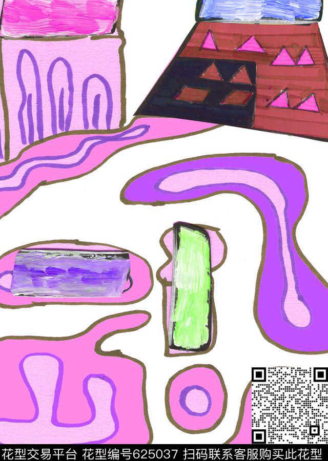 肌理抽象几何数码印花华亿平台下载（图片编号: 625037） - 瓦栏（Walan）