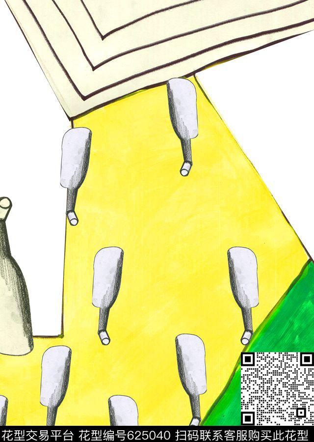 笔刷格子仙人掌数码印花华亿平台下载（图片编号: 625040） - 瓦栏（Walan）