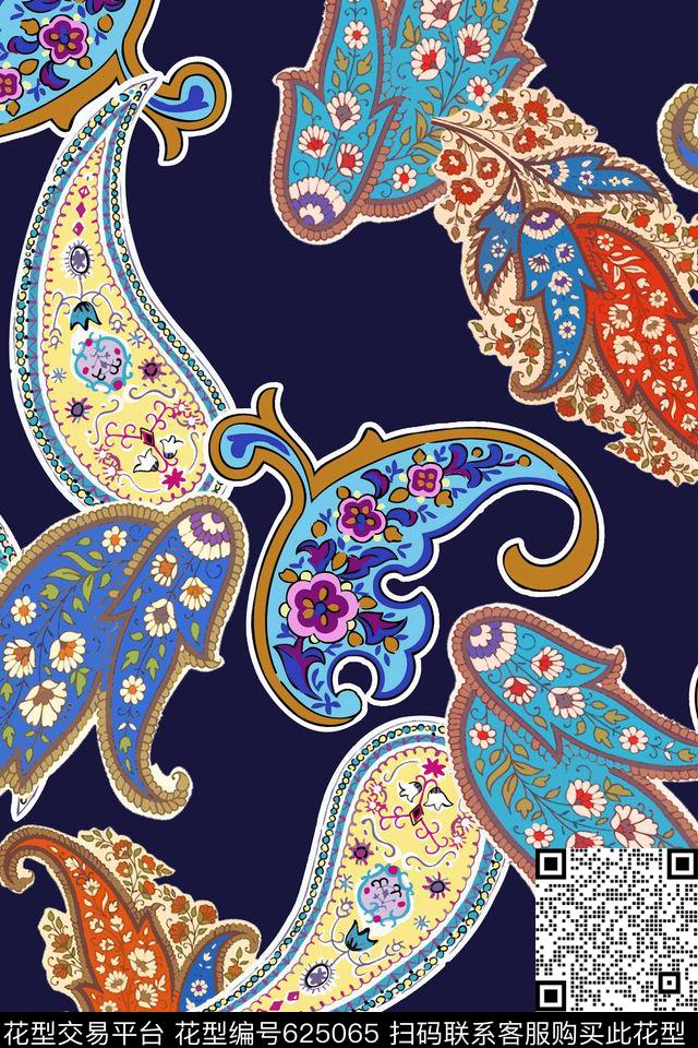 腰果火腿花佩斯利传统印花华亿平台下载（图片编号: 625065） - 瓦栏（Walan）