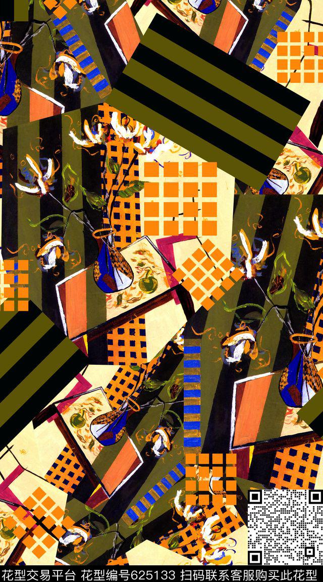 几何条纹色块数码印花华亿平台下载（图片编号: 625133） - 瓦栏（Walan）