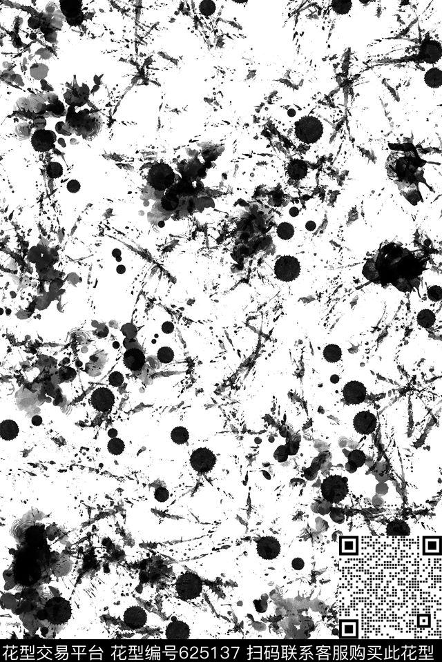 肌理泼墨抽象数码印花华亿平台下载（图片编号: 625137） - 瓦栏（Walan）