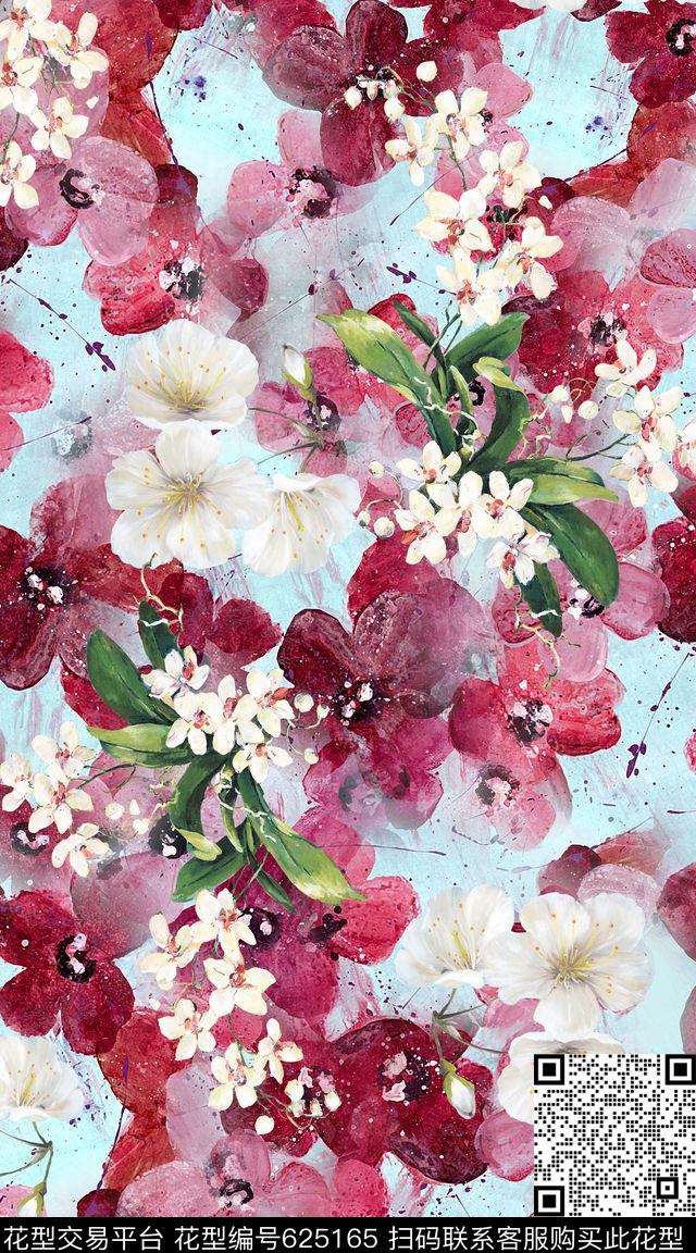 时尚油画花卉数码印花华亿平台下载（图片编号: 625165） - 瓦栏（Walan）