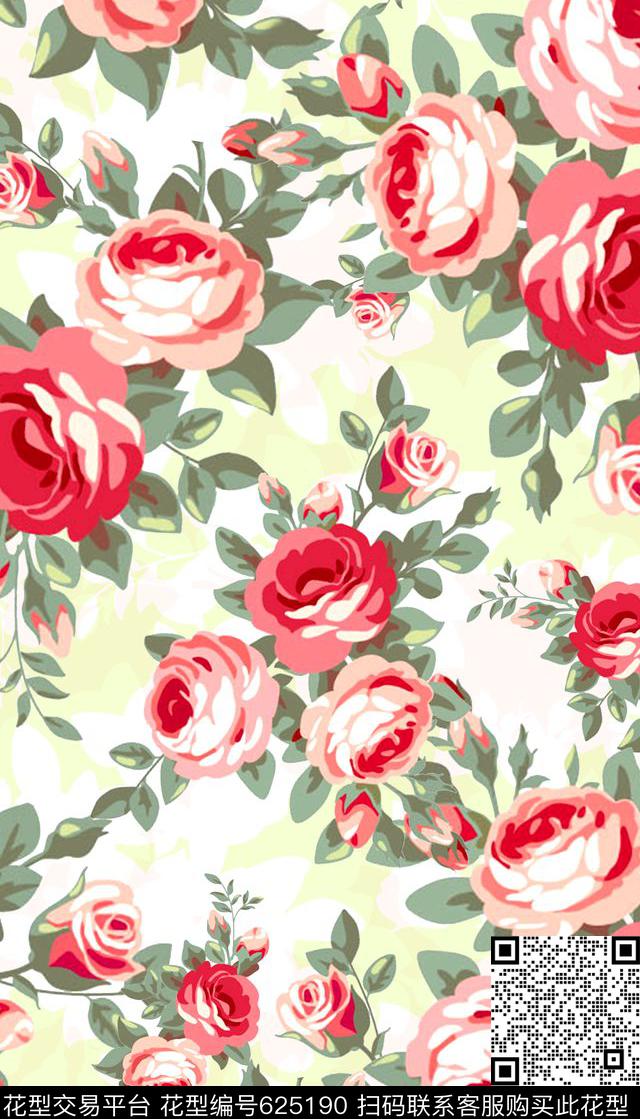 清爽花卉女装花朵数码印花华亿平台下载（图片编号: 625190） - 瓦栏（Walan）