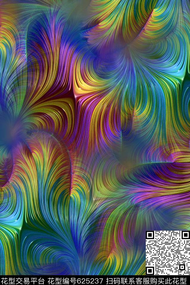 抽象条纹分形数码印花华亿平台下载（图片编号: 625237） - 瓦栏（Walan）
