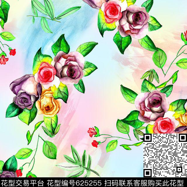 水彩花卉清新手绘花卉花卉数码印花华亿平台下载（图片编号: 625255） - 瓦栏（Walan）
