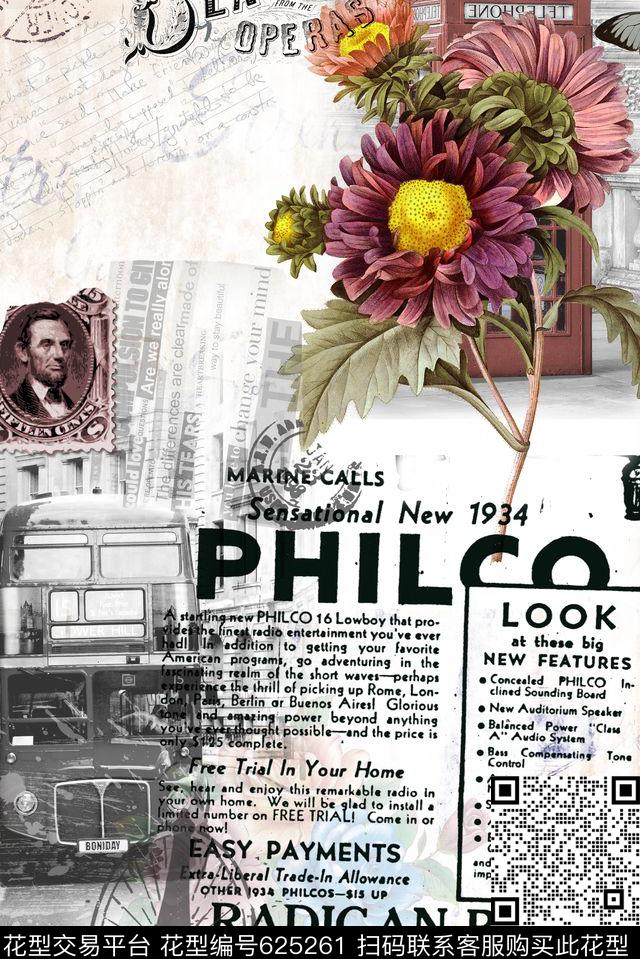 花卉英伦数码印花华亿平台下载（图片编号: 625261） - 瓦栏（Walan）