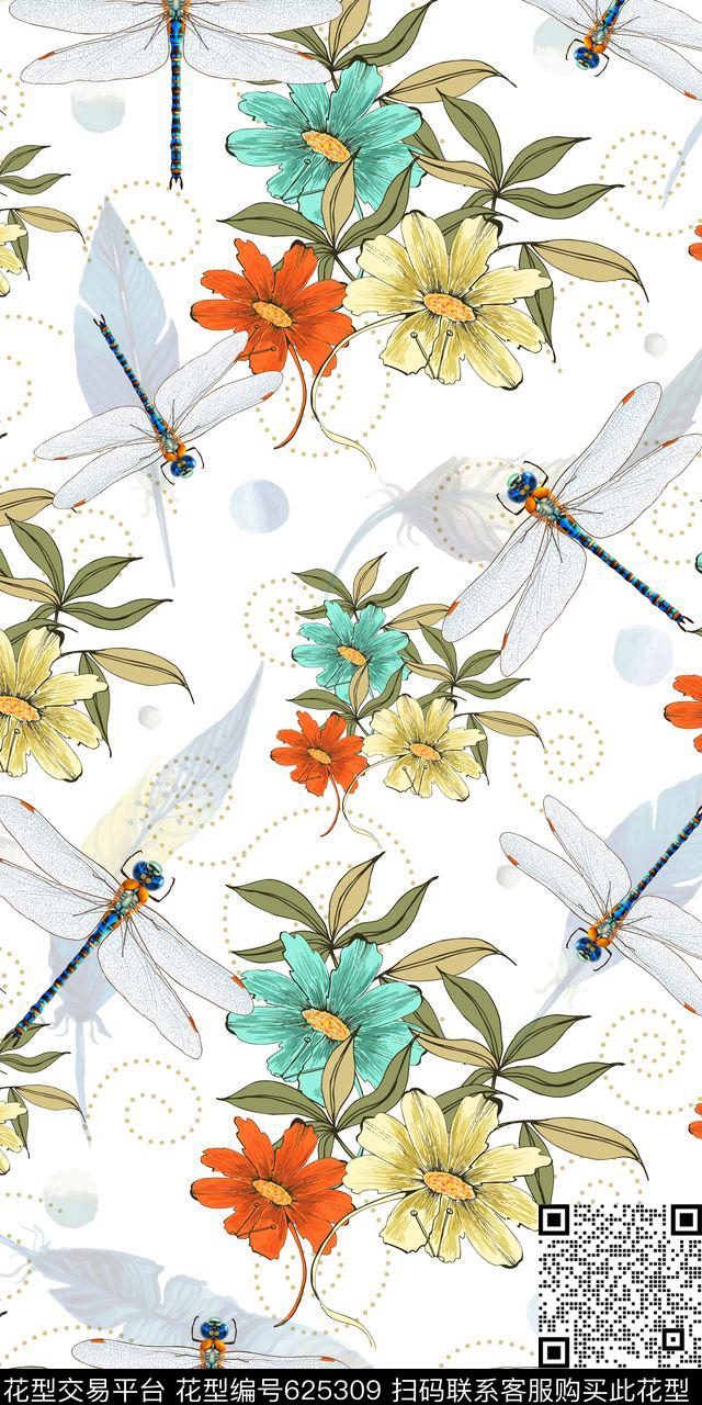 蜻蜓翅膀羽毛数码印花华亿平台下载（图片编号: 625309） - 瓦栏（Walan）
