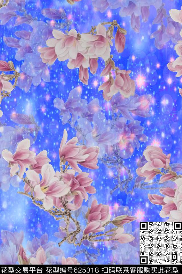 水彩浪漫花卉数码印花华亿平台下载（图片编号: 625318） - 瓦栏（Walan）