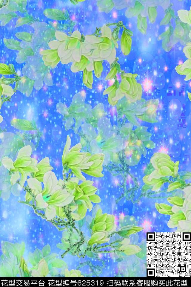 水彩浪漫花卉数码印花华亿平台下载（图片编号: 625319） - 瓦栏（Walan）