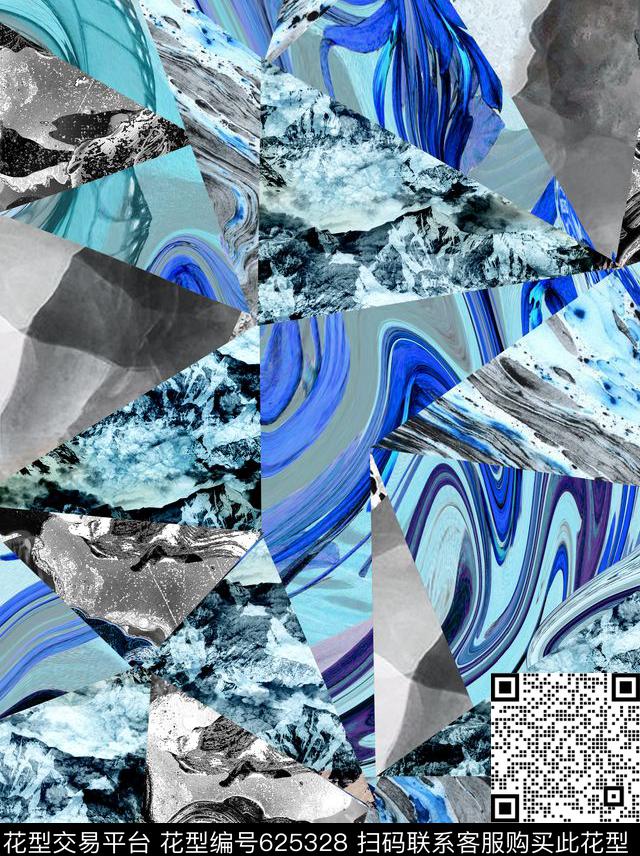 扎染抽象时尚数码印花华亿平台下载（图片编号: 625328） - 瓦栏（Walan）