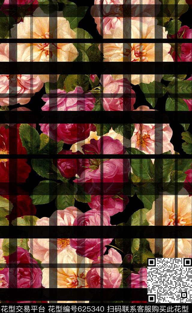 油画几何花卉抽象花卉数码印花华亿平台下载（图片编号: 625340） - 瓦栏（Walan）