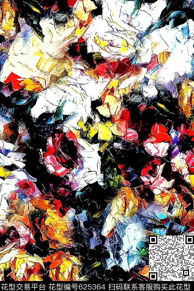 女装油画抽象数码印花华亿平台下载（图片编号: 625364） - 瓦栏（Walan）