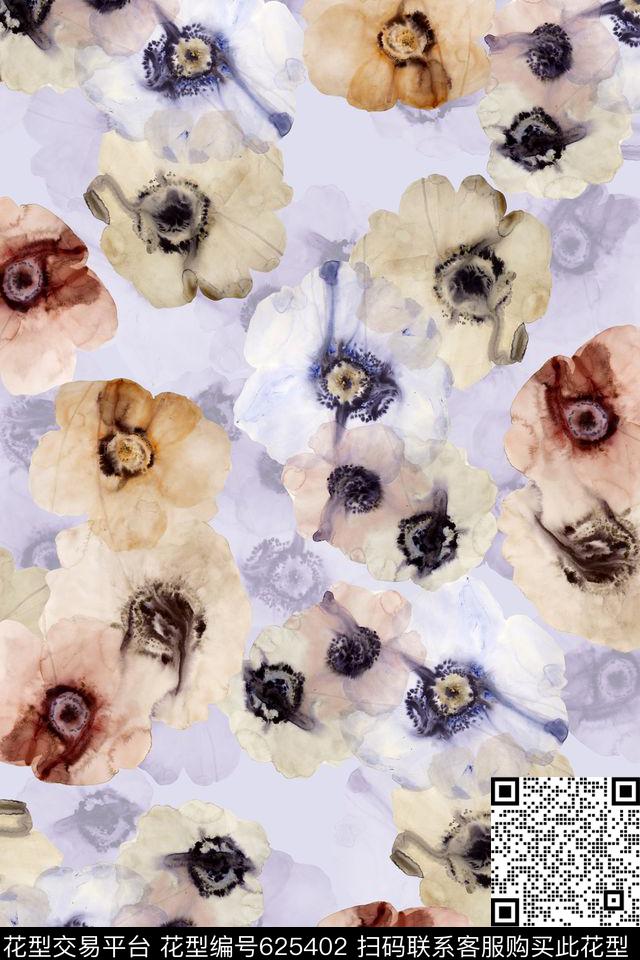 休闲风花卉朦胧数码印花华亿平台下载（图片编号: 625402） - 瓦栏（Walan）