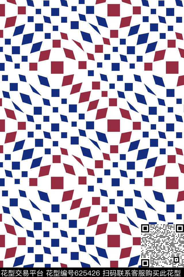 男装不规则几何菱形传统印花华亿平台下载（图片编号: 625426） - 瓦栏（Walan）