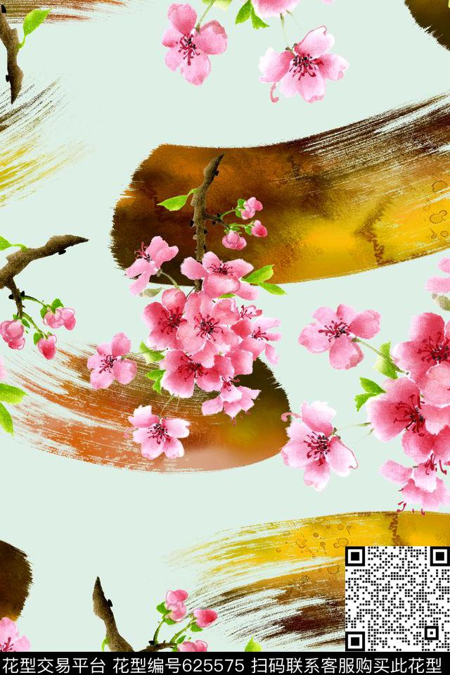 中国风花卉清爽数码印花华亿平台下载（图片编号: 625575） - 瓦栏（Walan）