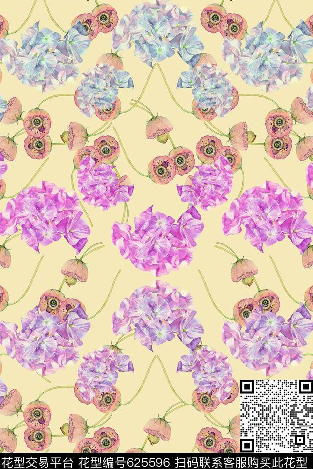 小碎花花朵花卉数码印花华亿平台下载（图片编号: 625596） - 瓦栏（Walan）