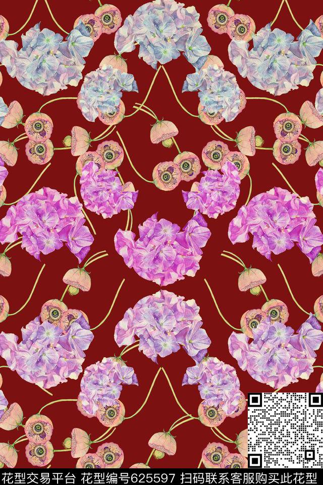 小碎花花朵花卉数码印花华亿平台下载（图片编号: 625597） - 瓦栏（Walan）