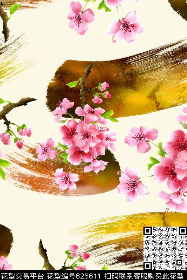 中国风花卉清爽数码印花华亿平台下载（图片编号: 625611） - 瓦栏（Walan）