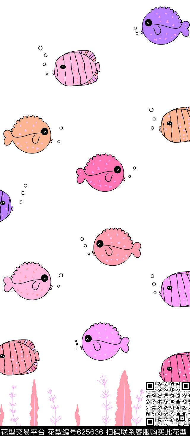 鱼卡通水草传统印花华亿平台下载（图片编号: 625636） - 瓦栏（Walan）