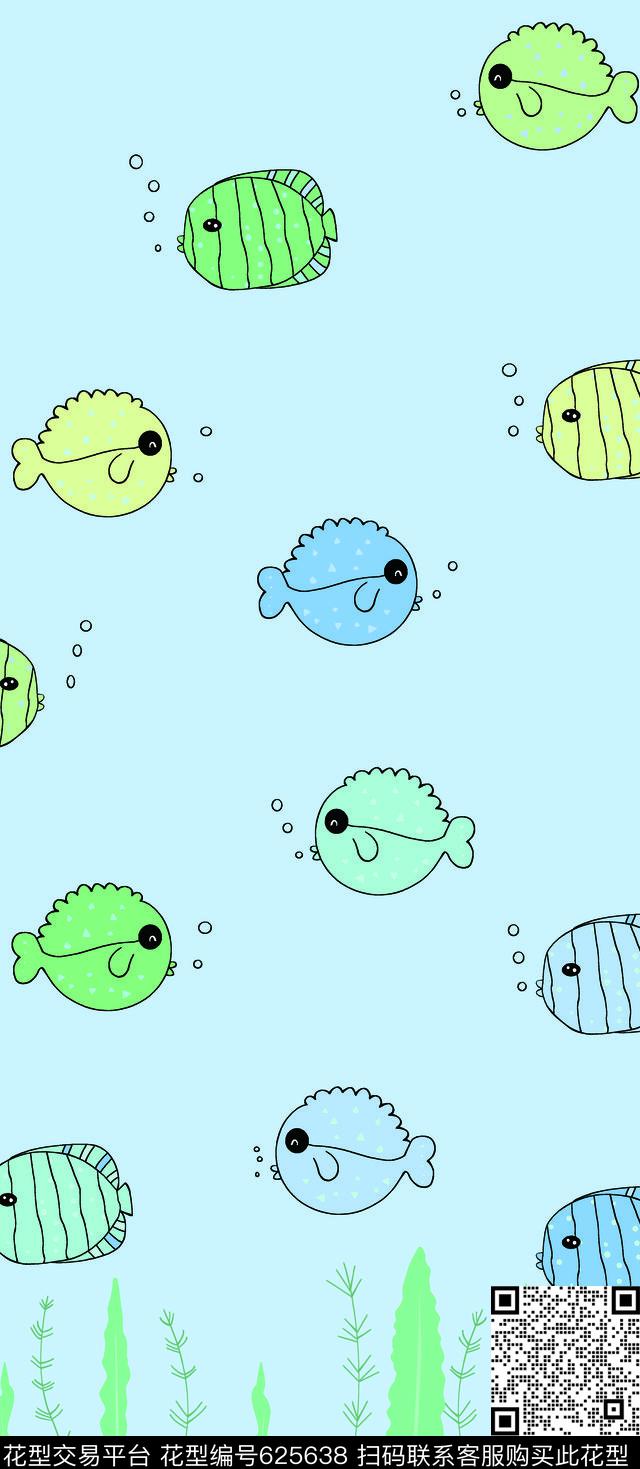 鱼卡通水草传统印花华亿平台下载（图片编号: 625638） - 瓦栏（Walan）