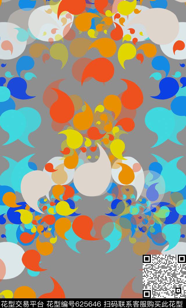 抽象几何趣味图案数码印花华亿平台下载（图片编号: 625646） - 瓦栏（Walan）